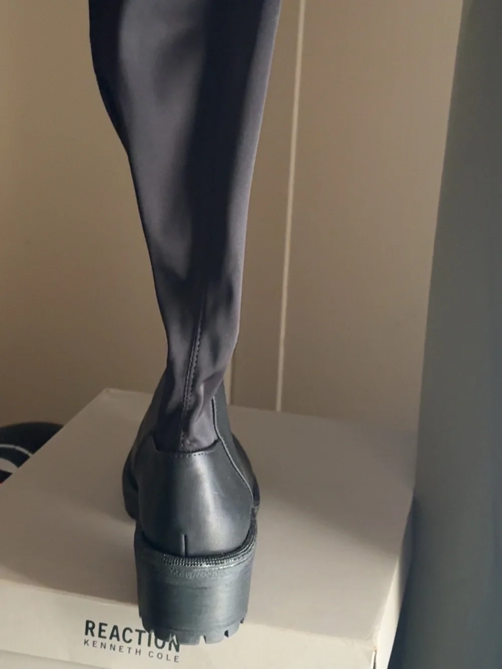 Kenneth Cole Reaction Black knee high Lug Sole Boots